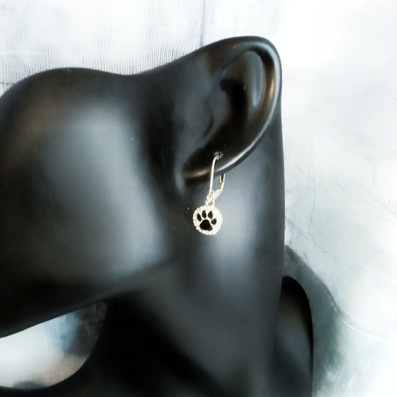 💮3/$20💮 Pet Friends Black Paw Pave Drop Earrings - Picture 2 of 4